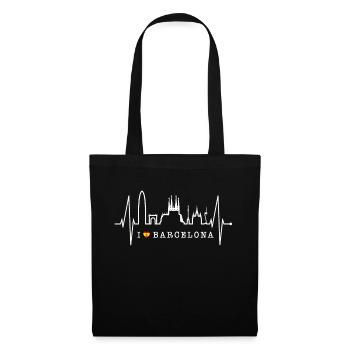 Barcelone Skyline Espagne Heartbeat Fan Barcelone - Sac en tissu - noir - Devant