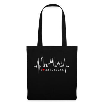 Barcelone Skyline Espagne Heartbeat Fan Barcelone - Sac en tissu - noir - Devant