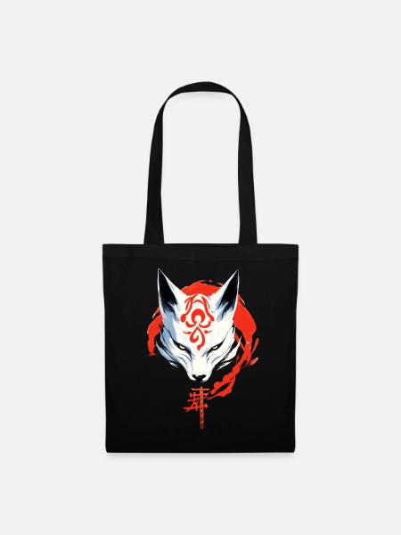 Kumiho Samurai Fuchs Maske Kitsune Japan Anime - Stoffbeutel - Schwarz