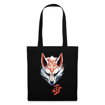 Anime Kitsune Fox Mask Kumiho Samurai Japan - Tote Bag - black - Front