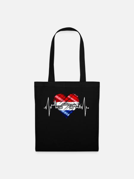 Amsterdam Skyline Pays-Bas Heartbeat Holland - Sac en tissu - noir