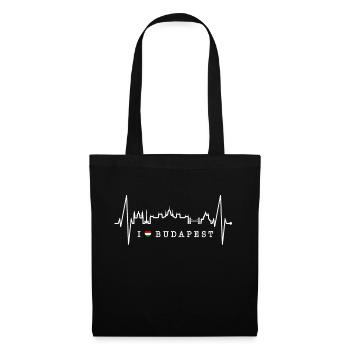 Budapest Skyline Heartbeat Hongrie Coeur Budapester - Sac en tissu - noir - Devant