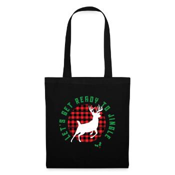"Let's Get Ready to Jingle" Leaping Stag and Plaid - Tote Bag - black - Front