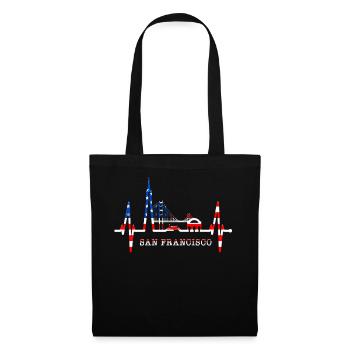 San Francisco Skyline Heartbeat Californie États-Unis - Sac en tissu - noir - Devant