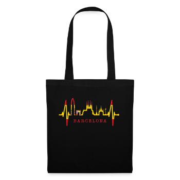 Barcelone Skyline Espagne Heartbeat Fan Barcelone - Sac en tissu - noir - Devant