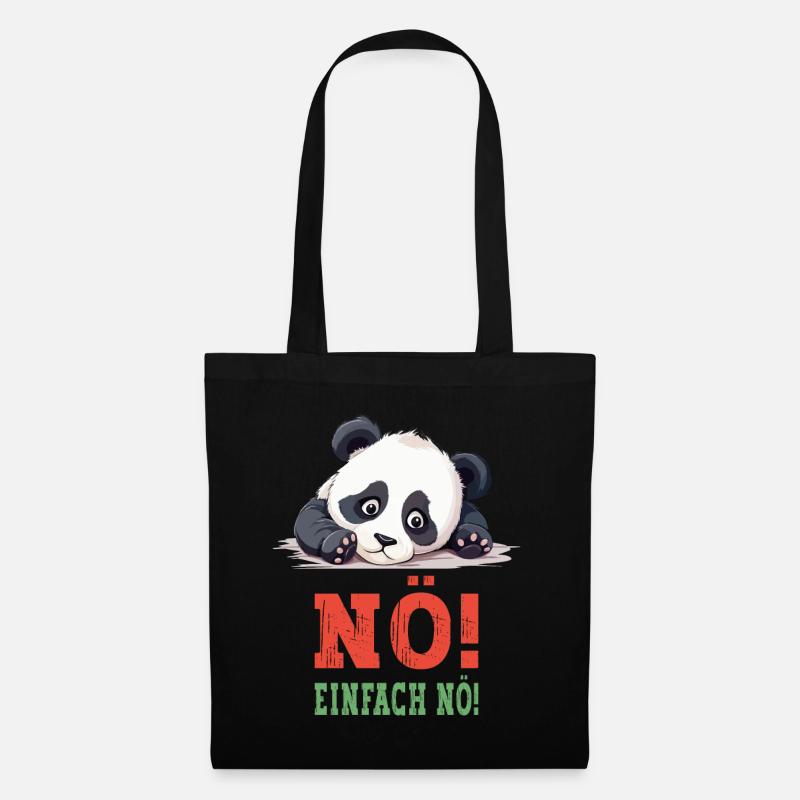 Nö Einfach Nö No Nein Panda Bär Süß Lustig Spruch - Stoffbeutel - Schwarz
