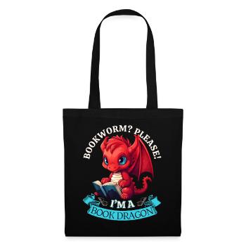 Rat de bibliothèque : « Un rat de bibliothèque ? S’il vous plaît! Je suis un dragon du livre » - Sac en tissu - noir - Devant