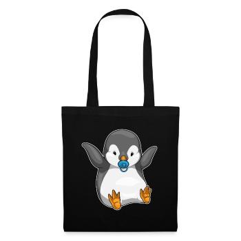 Tétine bébé pingouin - Sac en tissu - noir - Devant
