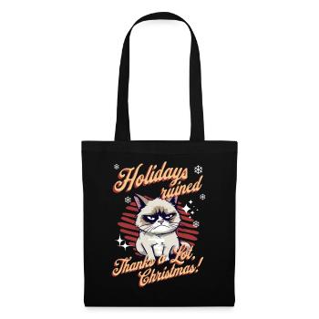 Chat en colère Noël Sarcastique Chat drôle Meme - Sac en tissu - noir - Devant