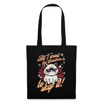Chat en colère Noël Sarcastique Chat drôle Meme - Sac en tissu - noir - Devant