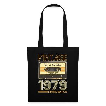 44th Birthday Cassette November Vintage 1979 - Tote Bag - black - Front