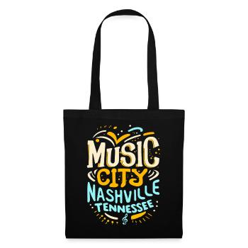 Music City Nashville Tennessee Musiker Geschenk - Stoffbeutel - Schwarz - Vorne