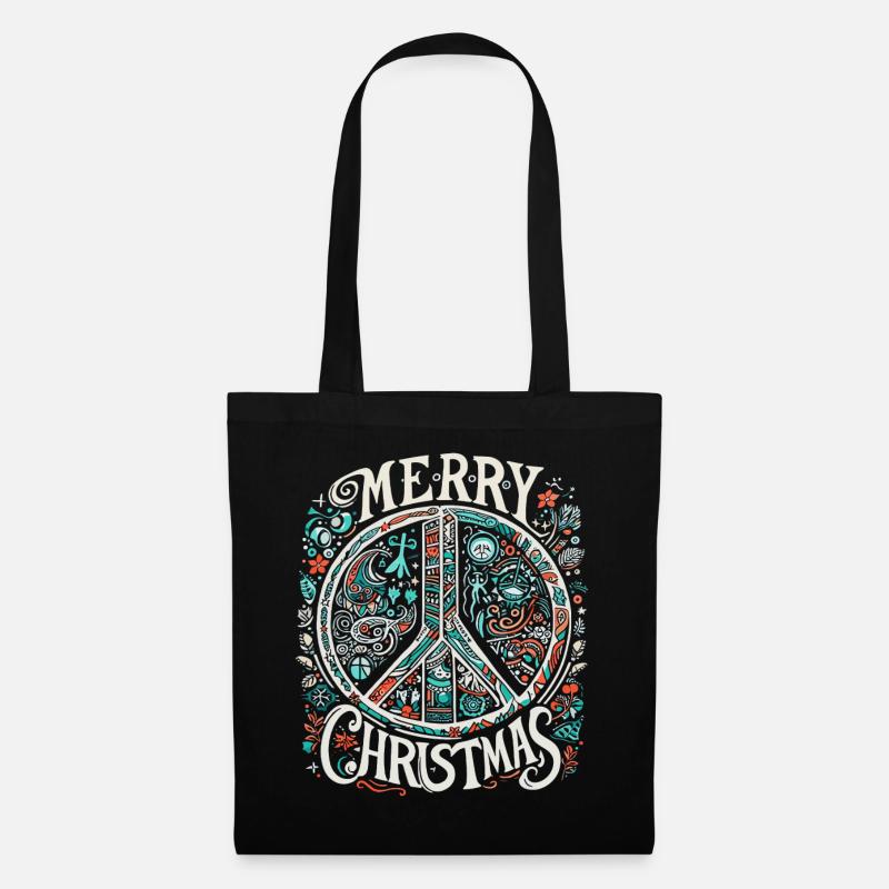 Frohen Weihnachten Friedensbotschaft Vintage - Stoffbeutel - Schwarz