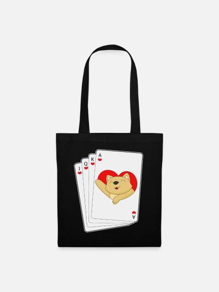 Katze Poker Pokerkarten - Stoffbeutel - Schwarz