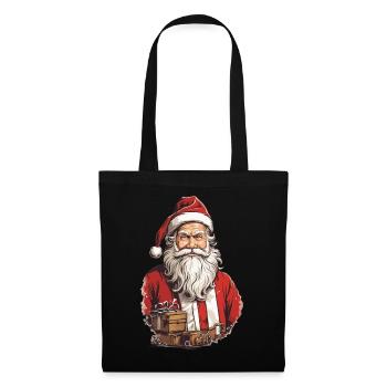 Père Noël rétro Illustration Noël - Sac en tissu - noir - Devant