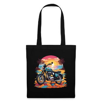 Moto Vintage Biker sur la plage Design rétro - Sac en tissu - noir - Devant