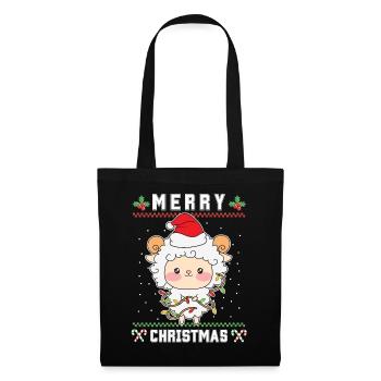 Joyeux Noël Doux Père Noël Mouton Noël moche - Sac en tissu - noir - Devant