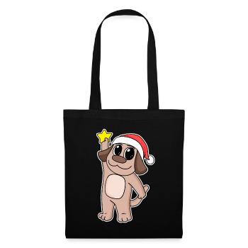 Hund Weihnachten - Stoffbeutel - Schwarz - Vorne