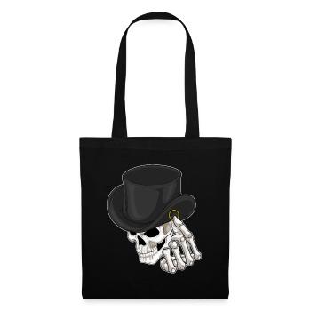 Skull Groom Wedding Ring Wedding - Tote Bag - black - Front