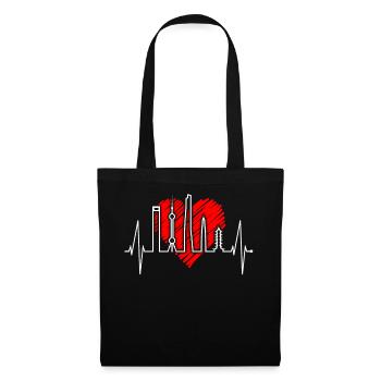 Shanghai Skyline Heartbeat Chine J’aime Shanghai - Sac en tissu - noir - Devant