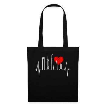 Shanghai Skyline Heartbeat Chine J’aime Shanghai - Sac en tissu - noir - Devant