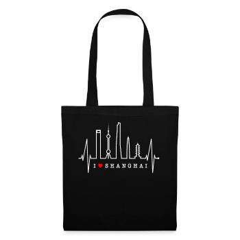 Shanghai Skyline Heartbeat Chine J’aime Shanghai - Sac en tissu - noir - Devant
