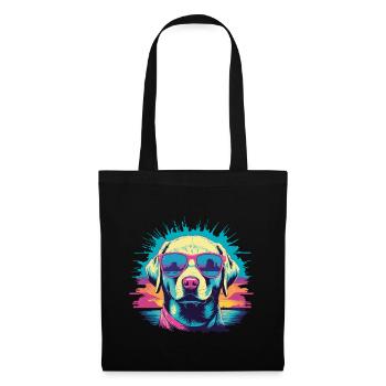 Retro Vaporwave Dog Streetwear Dog Design - Tote Bag - black - Front