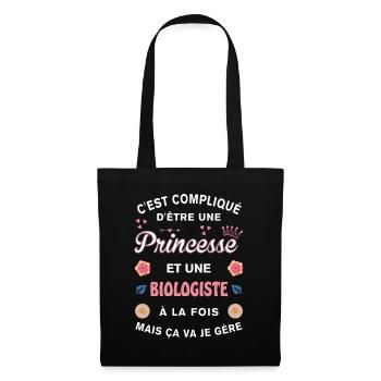 Cadeau Humoristique Biologiste Princesse - Sac en tissu - noir - Devant