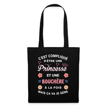 Cadeau Humoristique Bouchère Princesse - Sac en tissu - noir - Devant