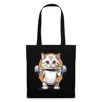 Bodybuilder Cat Barbell Fitness Design - Sac en tissu - noir - Devant