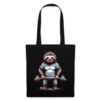 Faultier Bodybuilder Gym Humor Design - Stoffbeutel - Schwarz - Vorne