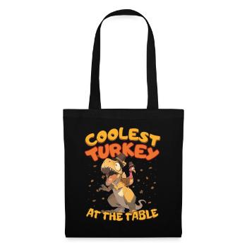 Thanksgiving T-Rex Coolest Turkey at the Table - Stoffbeutel - Schwarz - Vorne