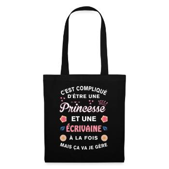 Cadeau Humoristique écrivaine Princesse - Sac en tissu - noir - Devant