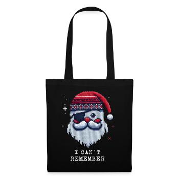 Weihnachtsmann mit Augenklappe Strickmuster - Stoffbeutel - Schwarz - Vorne
