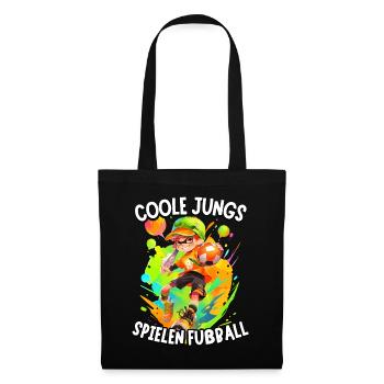 Coole Jungs spielen Fußball für Jungen Fußballer - Stoffbeutel - Schwarz - Vorne