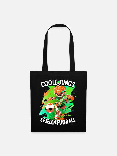 Coole Jungs spielen Fußball für Jungen Fußballer - Stoffbeutel - Schwarz