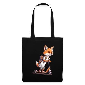 Abenteuer Fuchs Erster Schultag Roller Design - Stoffbeutel - Schwarz - Vorne