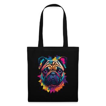 Popart Pug Dog Aesthetic Dog Illustration - Tote Bag - black - Front