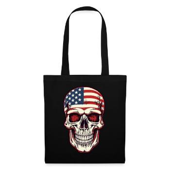 Skull with American flag - Tote Bag - black - Front