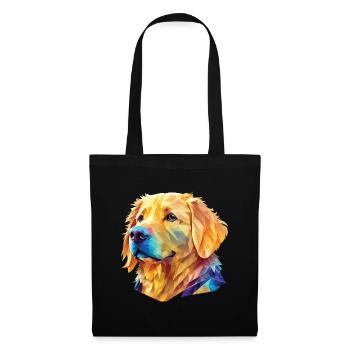 Polygon Golden Retriever - Kunstvolles Hundedesign - Stoffbeutel - Schwarz - Vorne