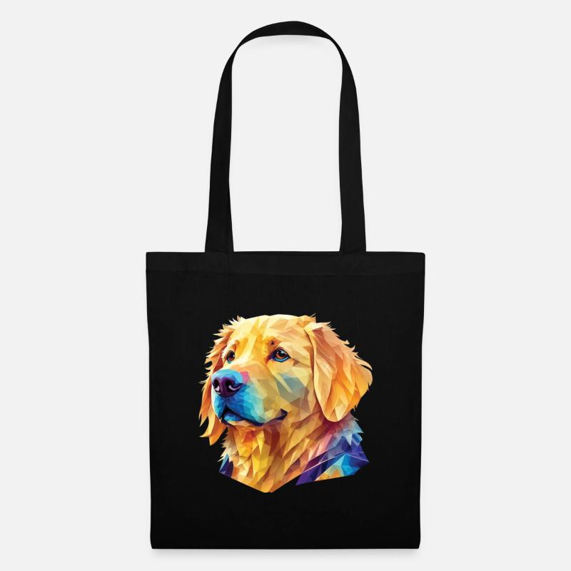 Polygon Golden Retriever - Kunstvolles Hundedesign - Stoffbeutel - Schwarz