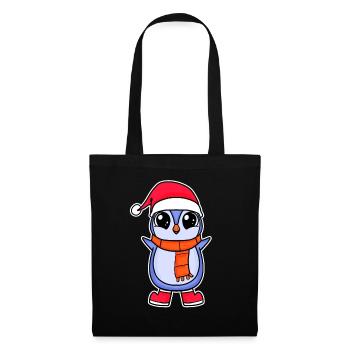 Pinguin Weihnachten - Stoffbeutel - Schwarz - Vorne