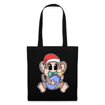 Affe Baby Weihnachten - Stoffbeutel - Schwarz - Vorne