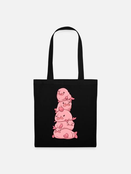 Kawaii Blobfish Blob Stapel - Stoffen tas - zwart