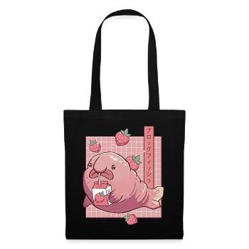 Kawaii Blobfish Lait de fraise japonais - Sac en tissu - noir - Devant