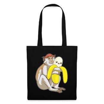 Affe Banane - Stoffbeutel - Schwarz - Vorne