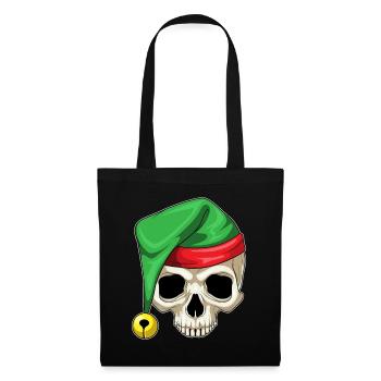 Totenkopf Weihnachten Weihnachtsmütze - Stoffbeutel - Schwarz - Vorne