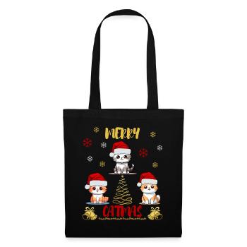 Merry Catmas Cat Lover Funny Cute - Tote Bag - black - Front