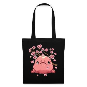 Kawaii Blobfish fleurs de cerisier japonais - Sac en tissu - noir - Devant