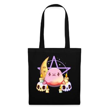 Kawaii Pastell Goth Blobfish Halbmond Schädel - Stoffbeutel - Schwarz - Vorne
